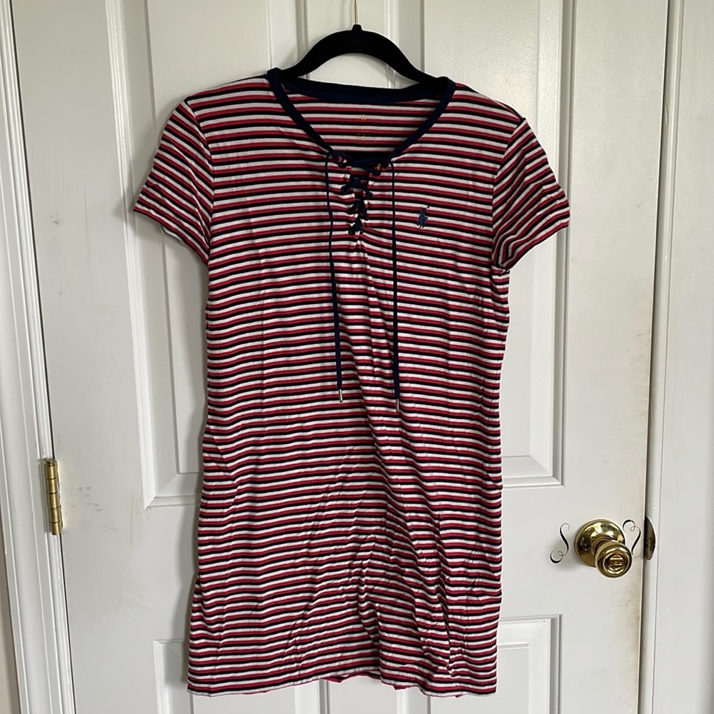 polo red white and blue striped dress